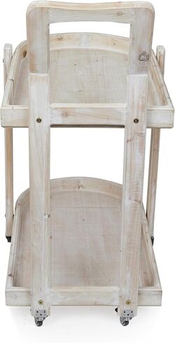 Alpine Corporation MBB174 Wood 2-Tier Rolling Storage Cart for Books, Plants, Decor, Rustic Storage Push Cart with 2 Shelves in Saudi Arabia
