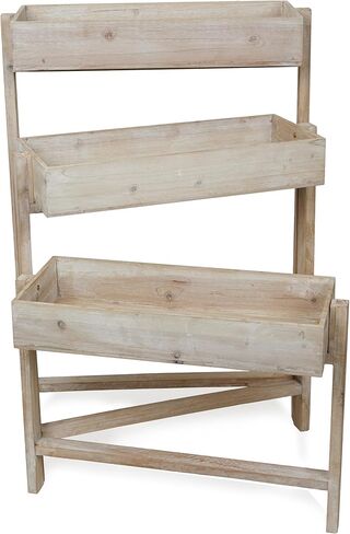 Alpine Corporation MBB174 عربة تخزين خشبية بطبقتين للكتب والنباتات والديكور وعربة دفع للتخزين الريفي مع رفين in Kuwait