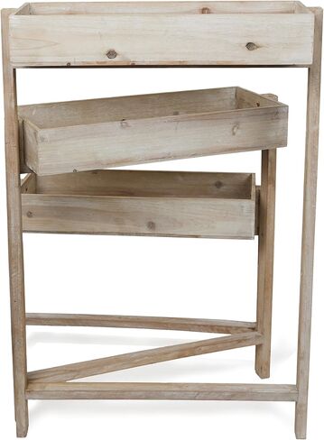 Alpine Corporation MBB174 عربة تخزين خشبية بطبقتين للكتب والنباتات والديكور وعربة دفع للتخزين الريفي مع رفين in Kuwait