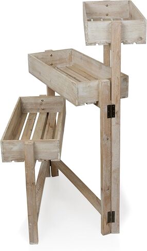 Alpine Corporation MBB174 عربة تخزين خشبية بطبقتين للكتب والنباتات والديكور وعربة دفع للتخزين الريفي مع رفين in Kuwait