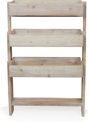 Alpine Corporation MBB174 عربة تخزين خشبية بطبقتين للكتب والنباتات والديكور وعربة دفع للتخزين الريفي مع رفين in Kuwait