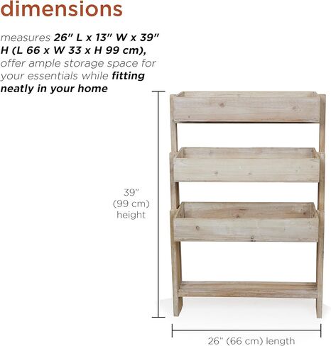 Alpine Corporation MBB174 عربة تخزين خشبية بطبقتين للكتب والنباتات والديكور وعربة دفع للتخزين الريفي مع رفين in Kuwait