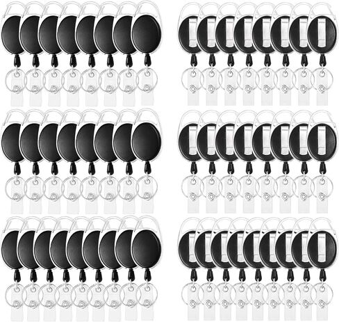 50 Pcs Retractable Badge Holder Retractable Keychain Badge Clip Name ID Badge Reels Key Card Retractable Holder Clip for Office Worker in Saudi Arabia
