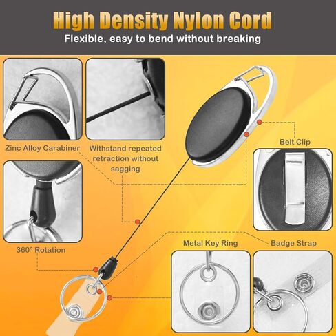 50 Pcs Retractable Badge Holder Retractable Keychain Badge Clip Name ID Badge Reels Key Card Retractable Holder Clip for Office Worker in Saudi Arabia