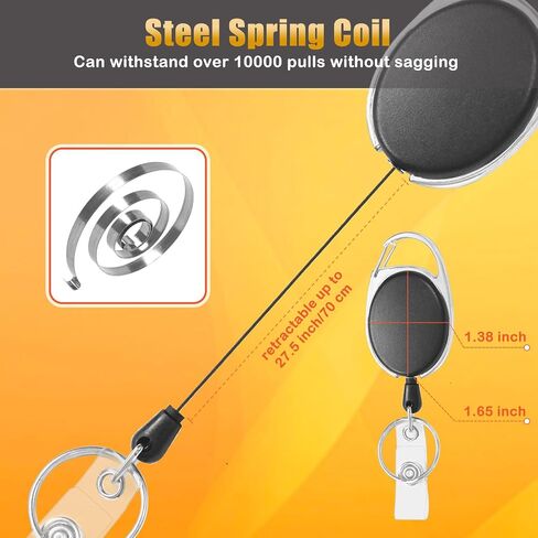 50 Pcs Retractable Badge Holder Retractable Keychain Badge Clip Name ID Badge Reels Key Card Retractable Holder Clip for Office Worker in Saudi Arabia