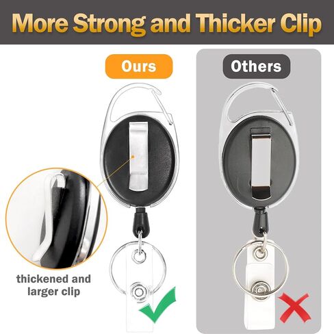 50 Pcs Retractable Badge Holder Retractable Keychain Badge Clip Name ID Badge Reels Key Card Retractable Holder Clip for Office Worker in Saudi Arabia