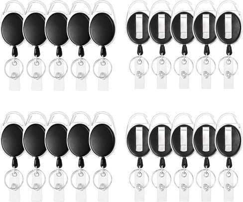 50 Pcs Retractable Badge Holder Retractable Keychain Badge Clip Name ID Badge Reels Key Card Retractable Holder Clip for Office Worker in Saudi Arabia