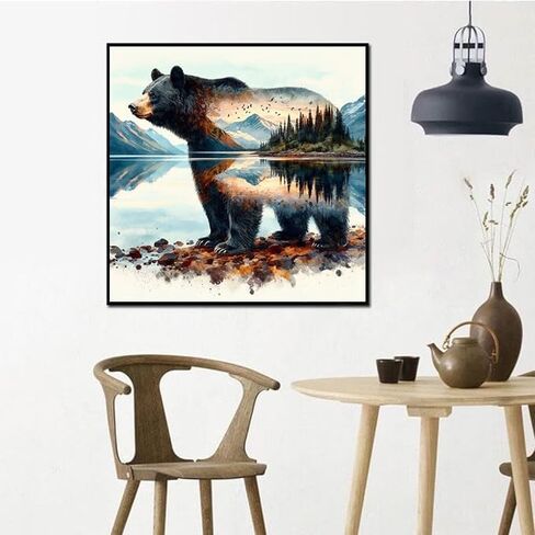 Xylogist Forest Bear Diamond Painting Kits for Beginner - 5D Bear Diamond Art Kits for Adults, DIY Animal Diamond Painting Gem Art Crafts, Diamond Art Painting for Home Decor Walls Gifts 14X14Inch in Saudi Arabia