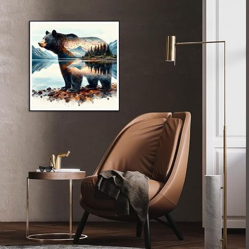 Xylogist Forest Bear Diamond Painting Kits for Beginner - 5D Bear Diamond Art Kits for Adults, DIY Animal Diamond Painting Gem Art Crafts, Diamond Art Painting for Home Decor Walls Gifts 14X14Inch in Saudi Arabia