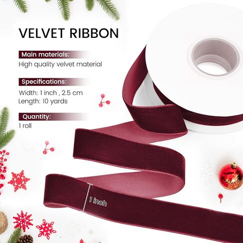 Khaki Velvet Ribbon, 5/8 inch 10 Yards Vintage Velvet Ribbons Perfect for Christmas Tree Ornaments, Gift Wrapping, Wedding Decoration, Bows, Sewing, Crafts, Wreath and More in Kuwait