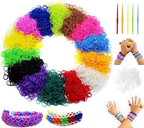 6000 PCS Rubber Loom Bands Barcelet Making Kit, 250pcs S Clips and 10pcs Hooks(Orange) in Saudi Arabia