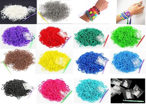 6000 PCS Rubber Loom Bands Barcelet Making Kit, 250pcs S Clips and 10pcs Hooks(Orange) in Saudi Arabia