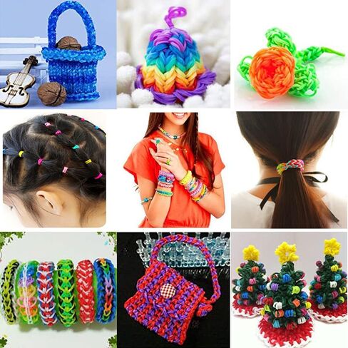 6000 PCS Rubber Loom Bands Barcelet Making Kit, 250pcs S Clips and 10pcs Hooks(Orange) in Saudi Arabia