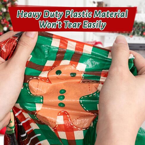 DecorWoo 2 Pcs 70 Inch Christmas Jumbo Gift Bag for Xmas Presents, Over Size Buffalo Plaid Gift Bag For Christma Plastic Giant Gift Bags Wrapping Supplies Bags 70"X40" Large in Kuwait