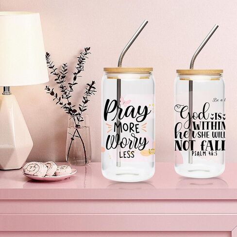 UV DTF Cup Wrap for 16 OZ - 12 Sheets Bible UV DTF Sticker for Glass, Tumbler, Bible Verse, Flower, Floral, Mental Health Quotes Style Rub on Transfer, Religious Gifts for Friend, Teacher in Kuwait