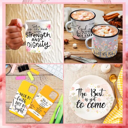UV DTF Cup Wrap for 16 OZ - 12 Sheets Bible UV DTF Sticker for Glass, Tumbler, Bible Verse, Flower, Floral, Mental Health Quotes Style Rub on Transfer, Religious Gifts for Friend, Teacher in Kuwait