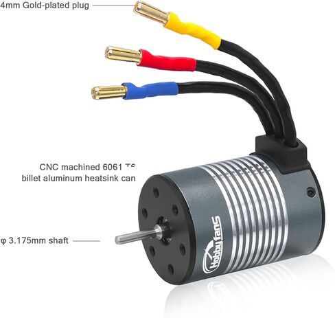 Hobby Fans Waterproof S3650 3900KV Brushless Motor 3.175mm Shaft with 60A Senseless Brushless ESC Electric Speed Controller Combo Set with Heatsink and Programming Card for 1/10 RC Car Truck, Black in Saudi Arabia