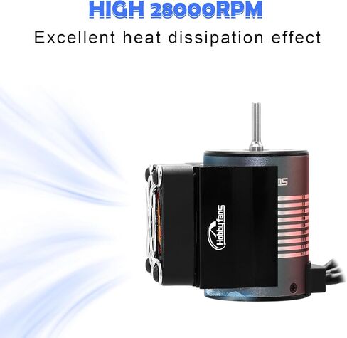 Hobby Fans مقاوم للماء S3650 3900KV محرك بدون فرشاة 3.175 مم عمود مع 60 أمبير بدون فرشاة ESC مجموعة وحدة تحكم السرعة الكهربائية مع غرفة تبريد وبطاقة برمجة لشاحنة سيارة RC 1/10، أسود in Kuwait
