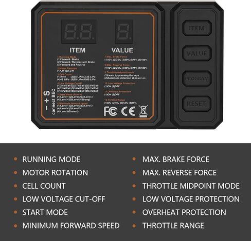 Hobby Fans Waterproof S3650 3900KV Brushless Motor 3.175mm Shaft with 60A Senseless Brushless ESC Electric Speed Controller Combo Set with Heatsink and Programming Card for 1/10 RC Car Truck, Black in Saudi Arabia