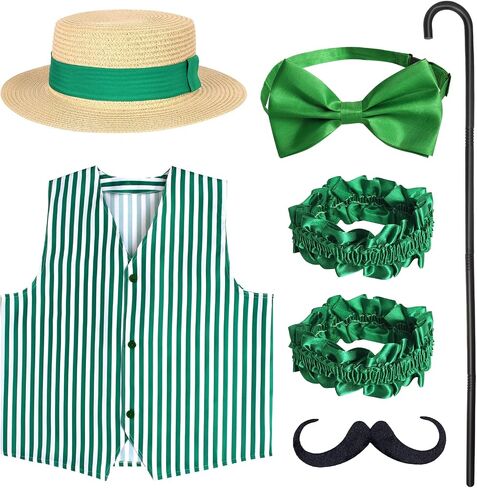 Kyson 6 Pieces Barbershop Quartet Costume-Carnival Barker Costume-Vintage Circus Costume-1920s Roaring Costume for Adult in Saudi Arabia