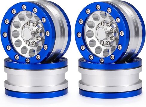 MOHERO 1.9" Alloy Beadlock Crawler Wheels Rims Set for RC 1/10 Model Crawler SCX10 Pack of 4 (Silver) in Saudi Arabia