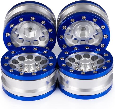 MOHERO 1.9" Alloy Beadlock Crawler Wheels Rims Set for RC 1/10 Model Crawler SCX10 Pack of 4 (Silver) in Saudi Arabia