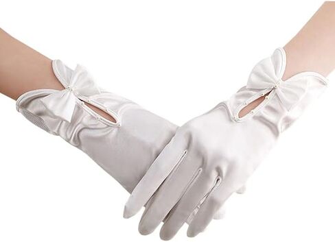 3D Bow Gloves Tha Bride's Elegant Short Lace Gloves Halloween Tea Party Gloves in Saudi Arabia