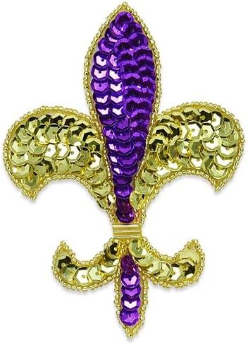 Expo International 4 1/4" x 3" Fleur De Lis Sequin Patch زين، ذهبي/أرجواني in Saudi Arabia