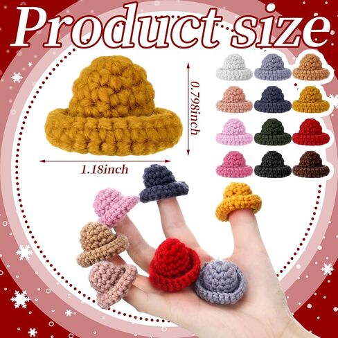 Christmas Mini Knitting Hats Mini Knitting Doll Hats Mini Hats for Crafts Christmas Ornaments DIY Hair Accessories Xmas Decoration(Assorted Color,12 Pcs) in Saudi Arabia