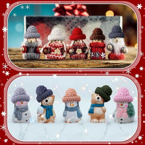 Christmas Mini Knitting Hats Mini Knitting Doll Hats Mini Hats for Crafts Christmas Ornaments DIY Hair Accessories Xmas Decoration(Assorted Color,12 Pcs) in Saudi Arabia