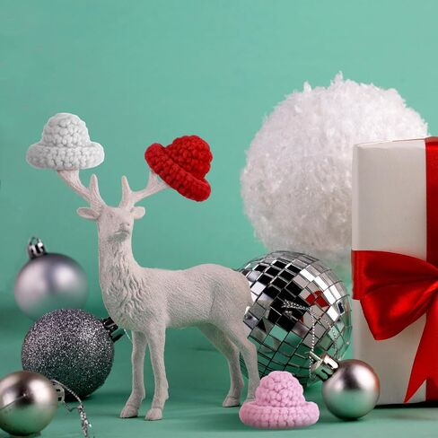 Christmas Mini Knitting Hats Mini Knitting Doll Hats Mini Hats for Crafts Christmas Ornaments DIY Hair Accessories Xmas Decoration(Assorted Color,12 Pcs) in Saudi Arabia