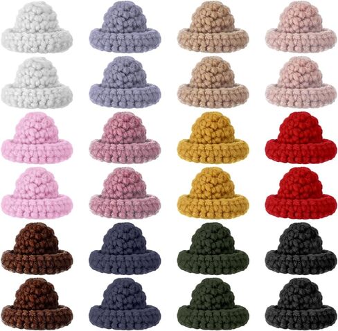 Christmas Mini Knitting Hats Mini Knitting Doll Hats Mini Hats for Crafts Christmas Ornaments DIY Hair Accessories Xmas Decoration(Assorted Color,12 Pcs) in Saudi Arabia