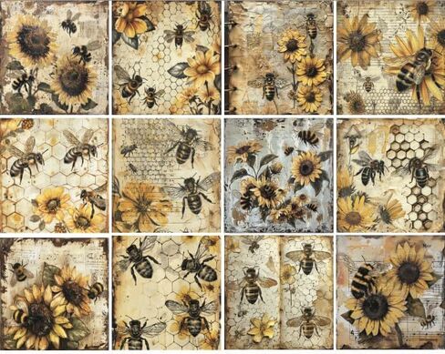 36 sheets 12x12 Scrapbook Paper | Scrapbooking Cardstock | Decorative Craft Paper | Origami | Card Making Supplies | by Thymeless Designs (Honey Bees) in Saudi Arabia