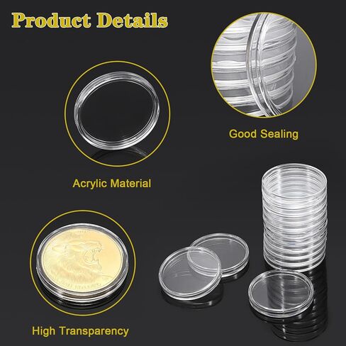 Hipiwe 39mm Coin Holder Coin Case Air Tight Coin Capsule Storage Silver Rounds 1oz Coin Holders for Collectors,30 Pieces in Saudi Arabia