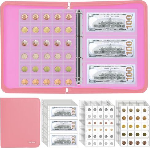 Coin Collection Album Holder for Collectors, 400 Pockets Fireproof Coin Collection Book & 36 Paper Money Organizer Binder for Coin Currency Collection Supplies,Pennies,Bill,Tokens,Badges in Kuwait