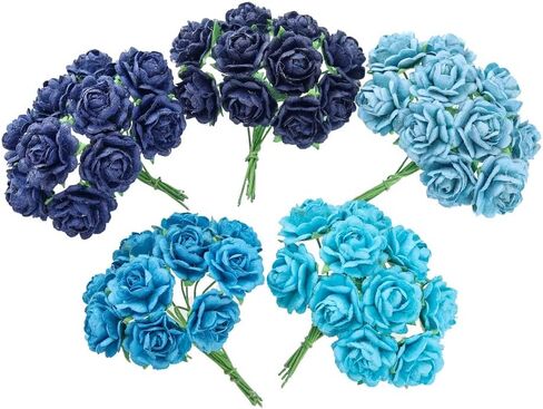 Handmade Mini Heart Petals Mulberry Paper Roses 18 mm Mulberry Paper Flowers Scrapbooking Wedding DIY Craft Supplies Card Artificial Roses, Artificial Flowers 50 Pcs (Wedding Tone) in Kuwait