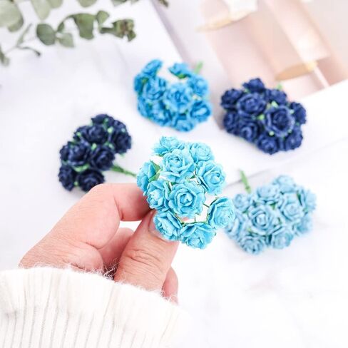 Handmade Mini Heart Petals Mulberry Paper Roses 18 mm Mulberry Paper Flowers Scrapbooking Wedding DIY Craft Supplies Card Artificial Roses, Artificial Flowers 50 Pcs (Wedding Tone) in Kuwait