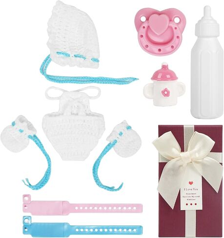 Miaio 7 Inch Reborn Baby Dolls Clothes - Newborn Baby Doll Matching Outfit Accessories Gift Set - A in Saudi Arabia