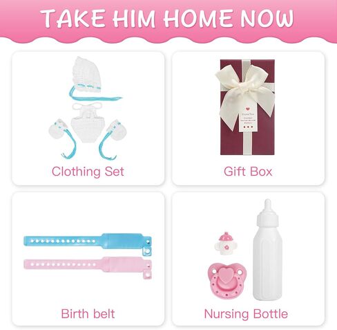 Miaio 7 Inch Reborn Baby Dolls Clothes - Newborn Baby Doll Matching Outfit Accessories Gift Set - A in Saudi Arabia