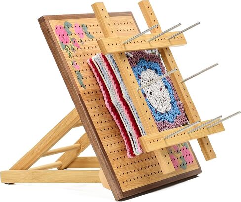 Crochet Blocking Board -Crochet Gift for Granny Square Lovers-Bamboo Blocking Board for Knitting Crochet, Full Kit with 24 Stainless Steel Rod Pins (13 inches-Classic Pro) in Saudi Arabia