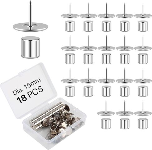 Realth Magnetic Push Pins, Poster Hangers, Magnetic Picture Hangers, Push Pin Magnets, Thumb Tacks for Walls Bulletin Boards Photo Hanger, Dia. 15mm 18 Sets (MPS1518) in Saudi Arabia