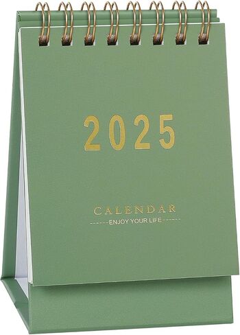 Mini Desk Calendar, 2025-2026 Small Desk Calendar, Jan 2025 to June 2026, 18 Monthly, Mini Standing Flip Calendar, Thick Paper Twin-Wire Binding, Desktop Calendar for Office or Home (green) in Saudi Arabia