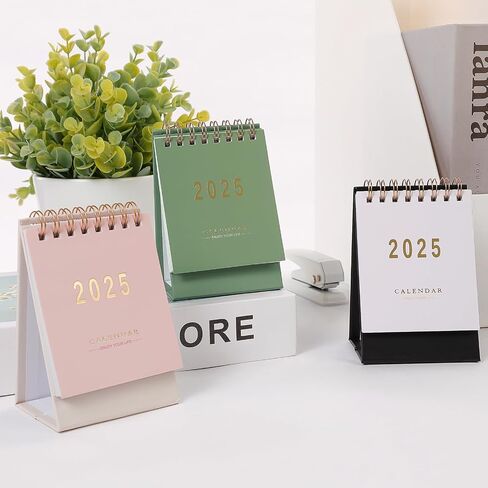 Mini Desk Calendar, 2025-2026 Small Desk Calendar, Jan 2025 to June 2026, 18 Monthly, Mini Standing Flip Calendar, Thick Paper Twin-Wire Binding, Desktop Calendar for Office or Home (green) in Saudi Arabia
