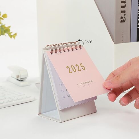 Mini Desk Calendar, 2025-2026 Small Desk Calendar, Jan 2025 to June 2026, 18 Monthly, Mini Standing Flip Calendar, Thick Paper Twin-Wire Binding, Desktop Calendar for Office or Home (green) in Saudi Arabia