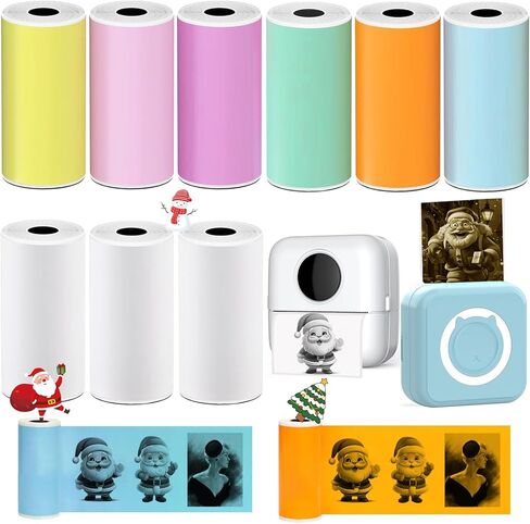 10 Rolls Thermal Sticker Paper for Mini Printer,Self-Adhesive Paper 57 * 25mm, White HD Clear printing Paper for Pocket Inkless Portable Bluetooth Photo Printer to Print Note,Study,DIY in Saudi Arabia