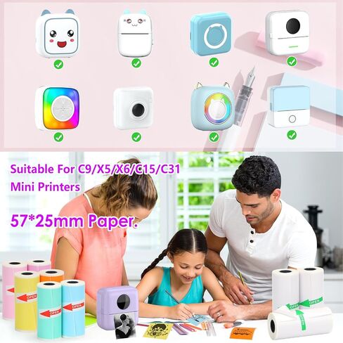 10 Rolls Thermal Sticker Paper for Mini Printer,Self-Adhesive Paper 57 * 25mm, White HD Clear printing Paper for Pocket Inkless Portable Bluetooth Photo Printer to Print Note,Study,DIY in Saudi Arabia