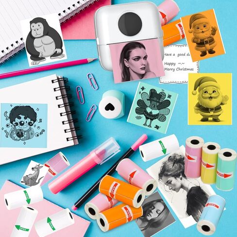 10 Rolls Thermal Sticker Paper for Mini Printer,Self-Adhesive Paper 57 * 25mm, White HD Clear printing Paper for Pocket Inkless Portable Bluetooth Photo Printer to Print Note,Study,DIY in Saudi Arabia