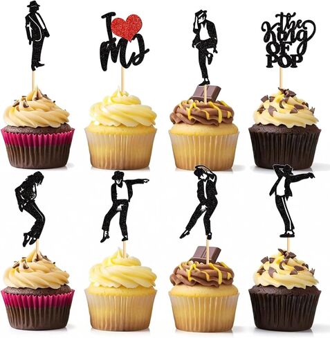 32PCS Music Singer Cupcake Toppers Glitter Popular Dance Singer Cupcake Picks Decorations for I Love Ts Legend Since 1989 Theme Party Birthday Party Music Themed Party 1989 Theme Party in Kuwait