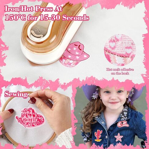 50 قطعة الحديد الغربي على بقع الوردي راعية البقر بقع خياطة على بقع للملابس خمر DIY إصلاح الملحقات المطرزة بقع لحقائب الظهر القبعات اللباس in Kuwait