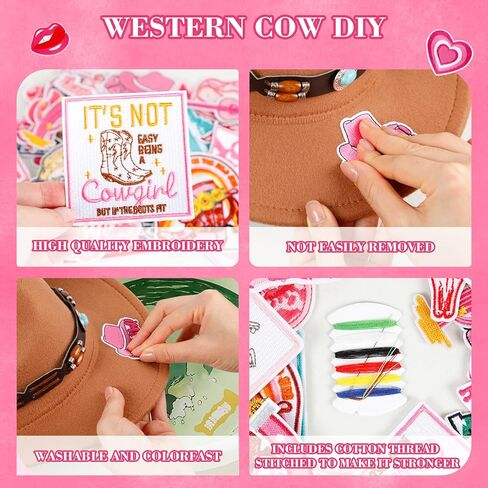 50 قطعة الحديد الغربي على بقع الوردي راعية البقر بقع خياطة على بقع للملابس خمر DIY إصلاح الملحقات المطرزة بقع لحقائب الظهر القبعات اللباس in Kuwait